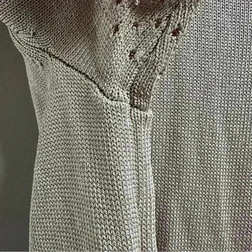 COS Women’s Short Sleeve Knit Summer Sweater‎ Beige Cream Cutout Minimalist M - Picture 6 of 7